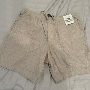Men's Linen Beige Pull-On Shorts